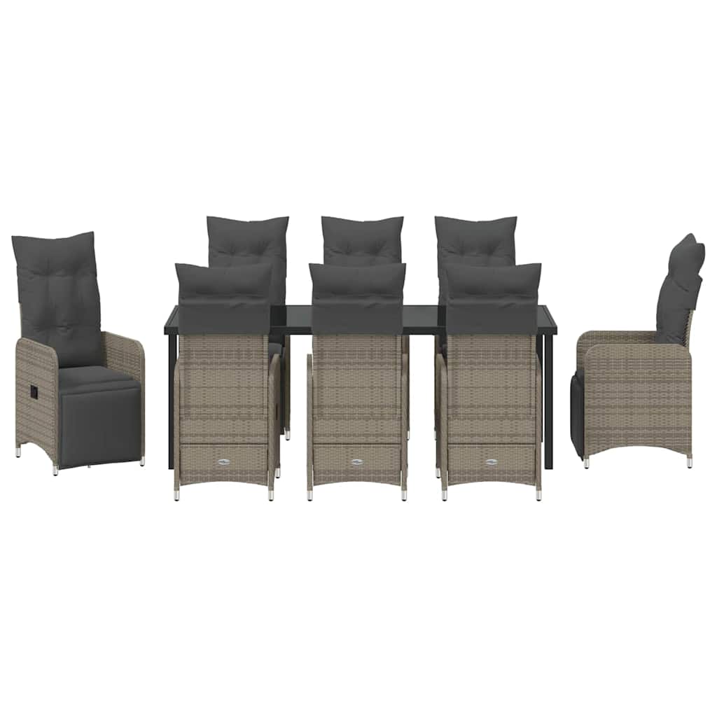 Kert étkező szett 9 pcs Szürke polirattan