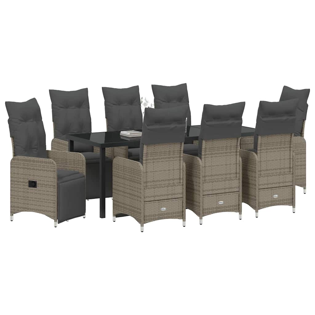Kert étkező szett 9 pcs Szürke polirattan