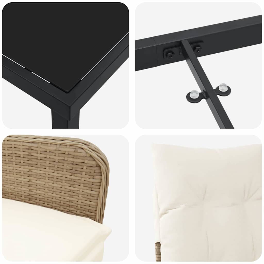 Kert étkező szett 3 pcs Bézs polirattan
