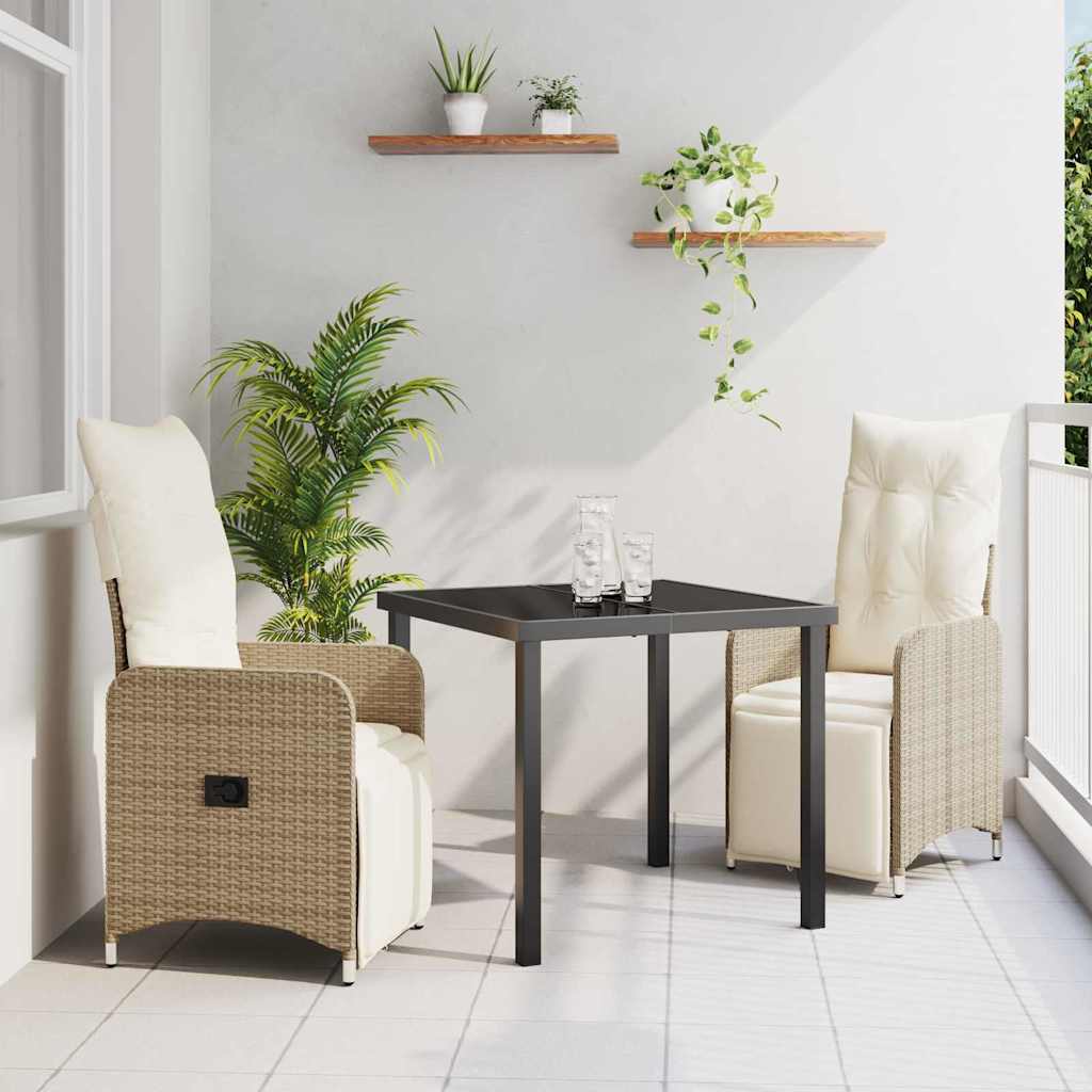 Kert étkező szett 3 pcs Bézs polirattan