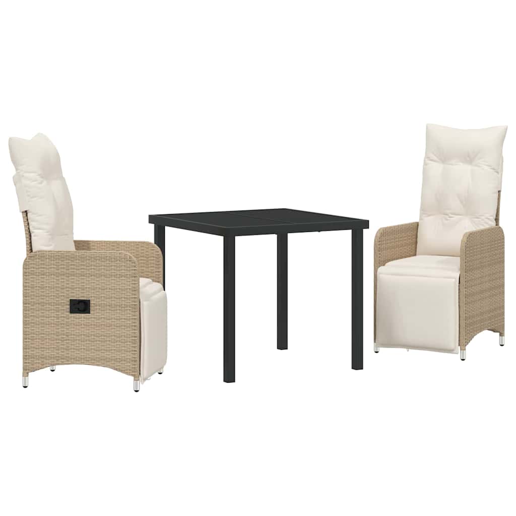 Kert étkező szett 3 pcs Bézs polirattan
