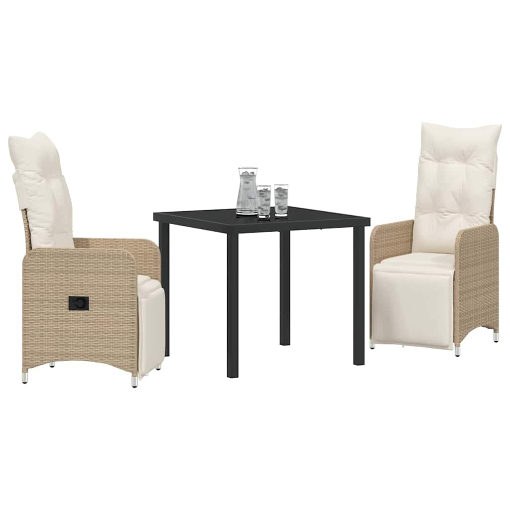 Kert étkező szett 3 pcs Bézs polirattan