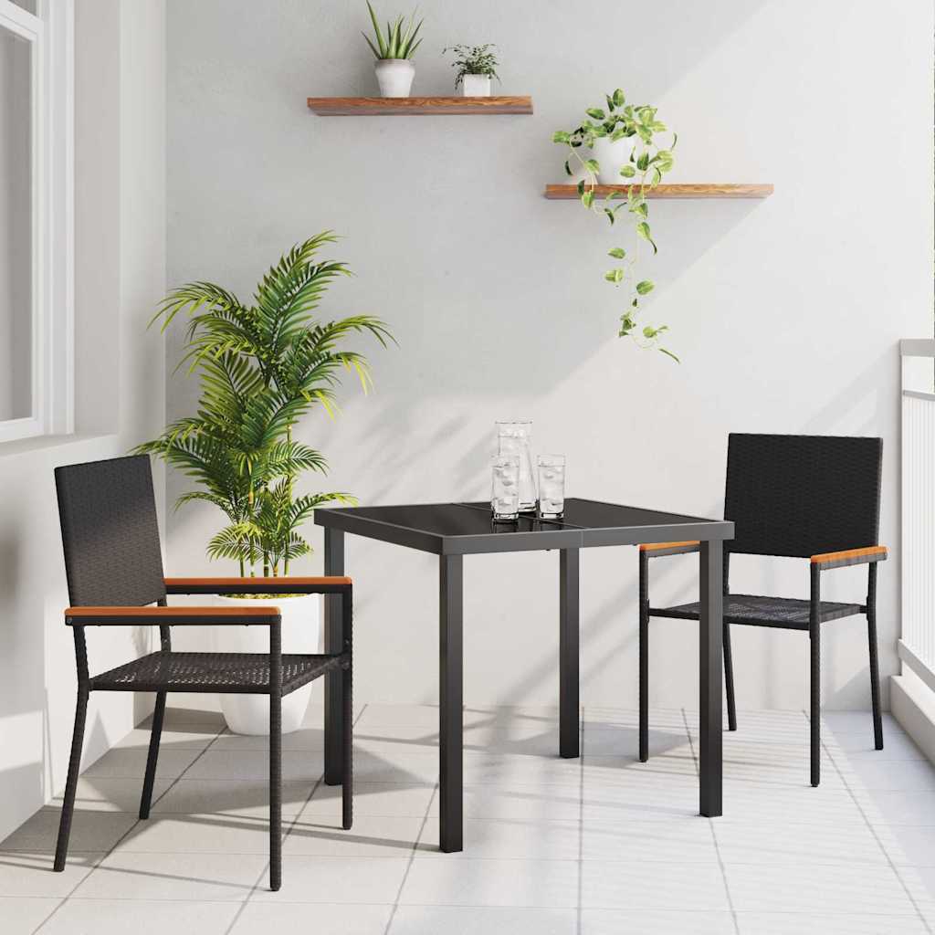 Kert étkező szett párnával 3 pcs Fekete polirattan