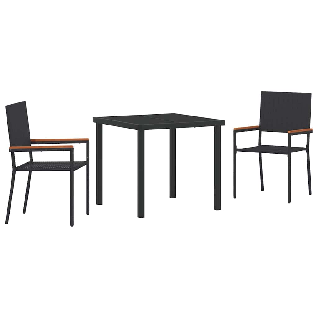 Kert étkező szett párnával 3 pcs Fekete polirattan