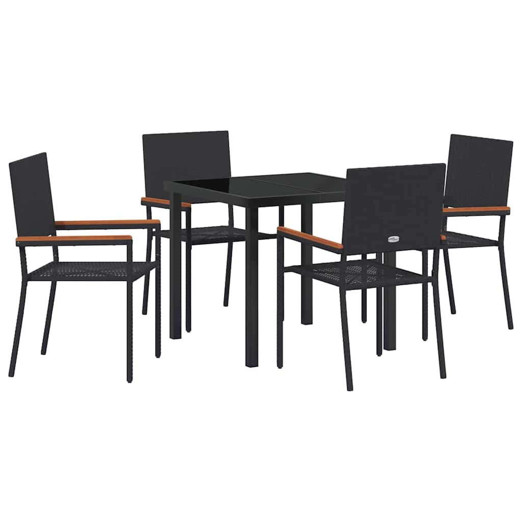 Kert étkező szett párnával 5 pcs Fekete polirattan