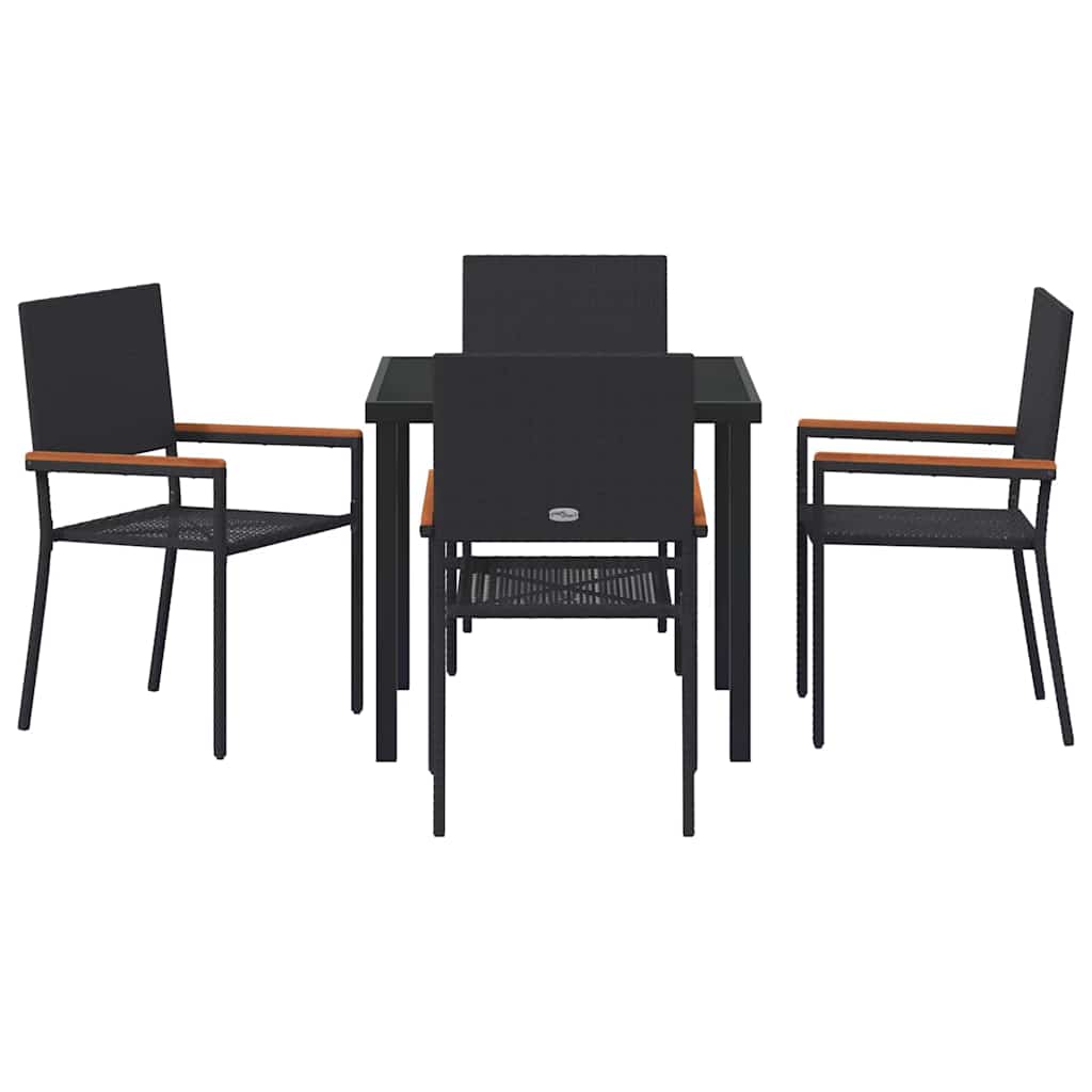 Kert étkező szett párnával 5 pcs Fekete polirattan
