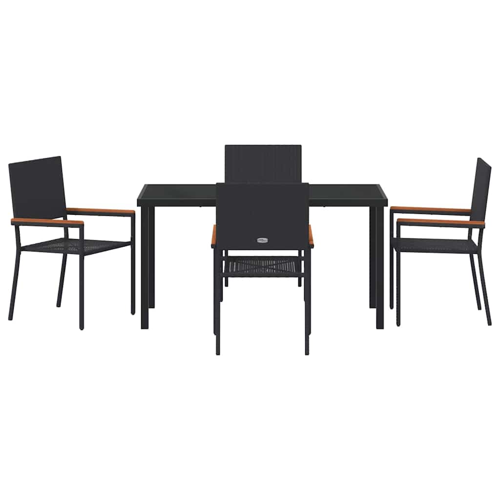 Kert étkező szett párnával 5 pcs Fekete polirattan