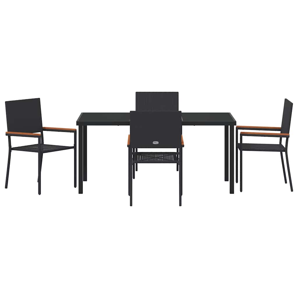 Kert étkező szett párnával 5 pcs Fekete polirattan