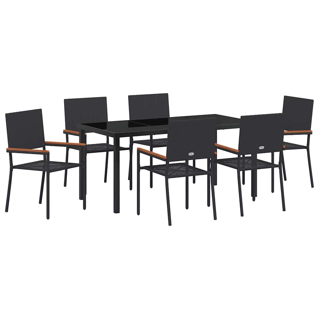 Kert étkező szett párnával 7 pcs Fekete polirattan