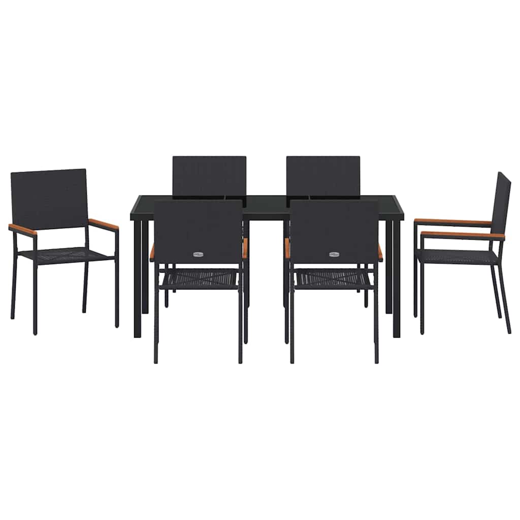 Kert étkező szett párnával 7 pcs Fekete polirattan