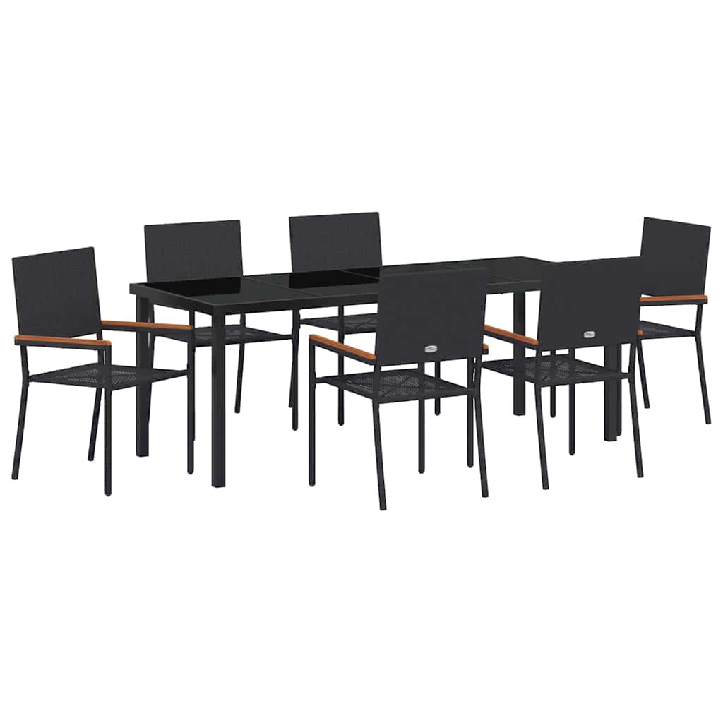 Kert étkező szett párnával 7 pcs Fekete polirattan