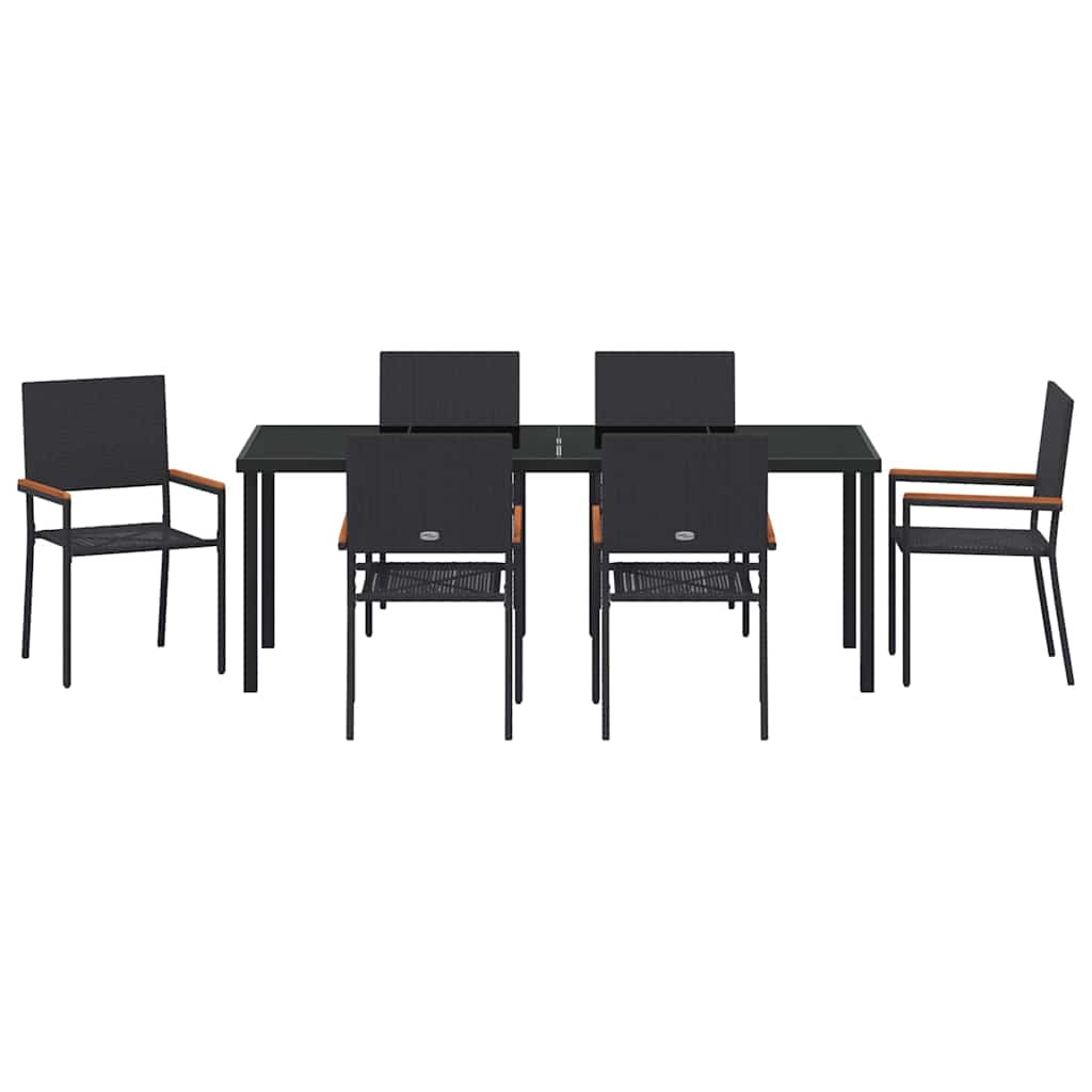 Kert étkező szett párnával 7 pcs Fekete polirattan
