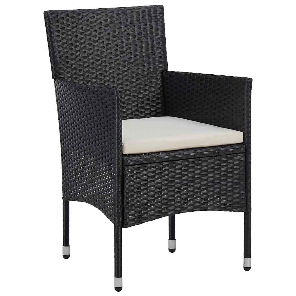 Kert étkező szett párnával 3 pcs Fekete polirattan