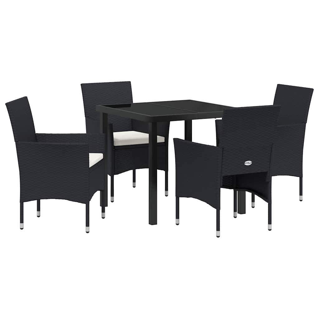 Kert étkező szett párnával 5 pcs Fekete polirattan