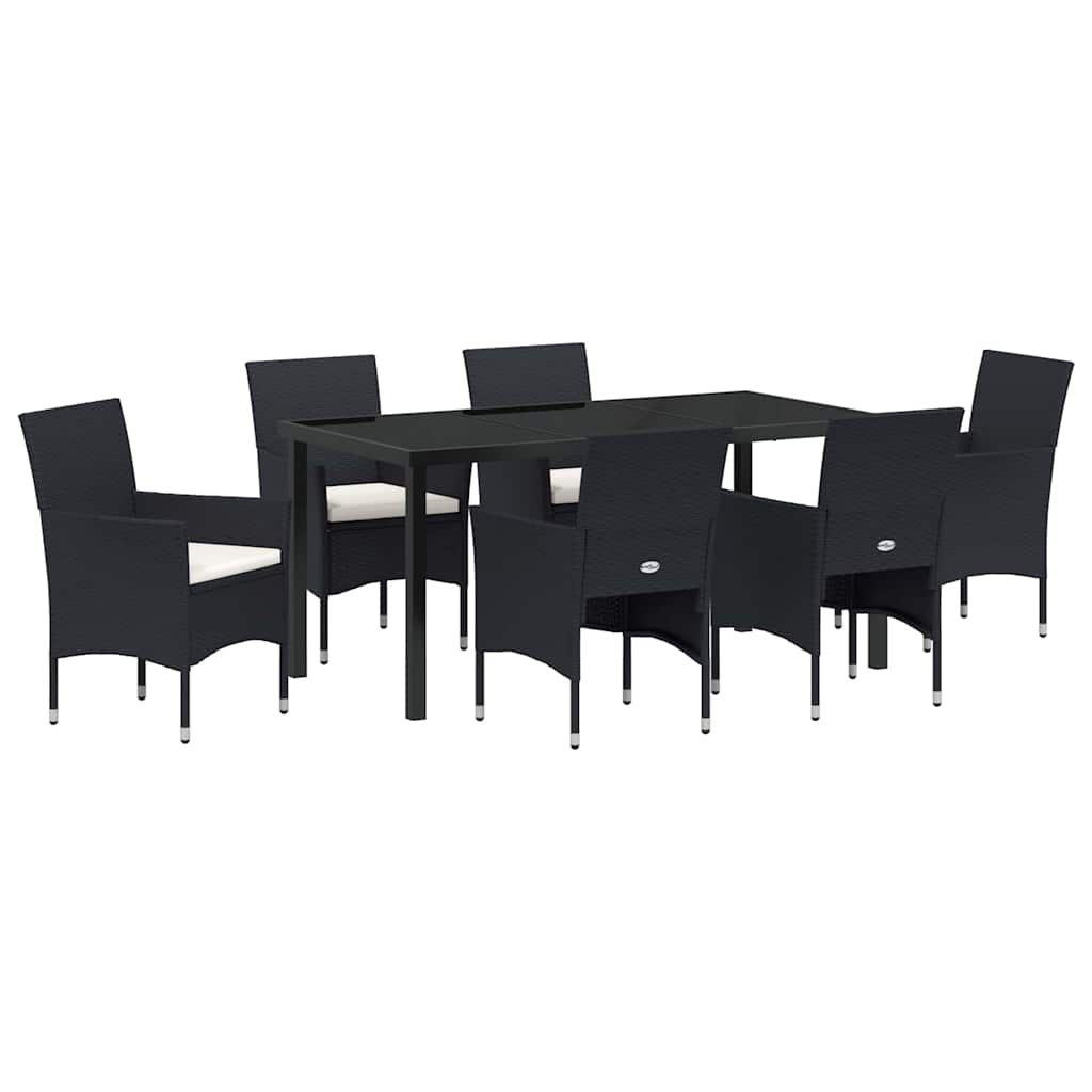 Kert étkező szett párnával 7 pcs Fekete polirattan