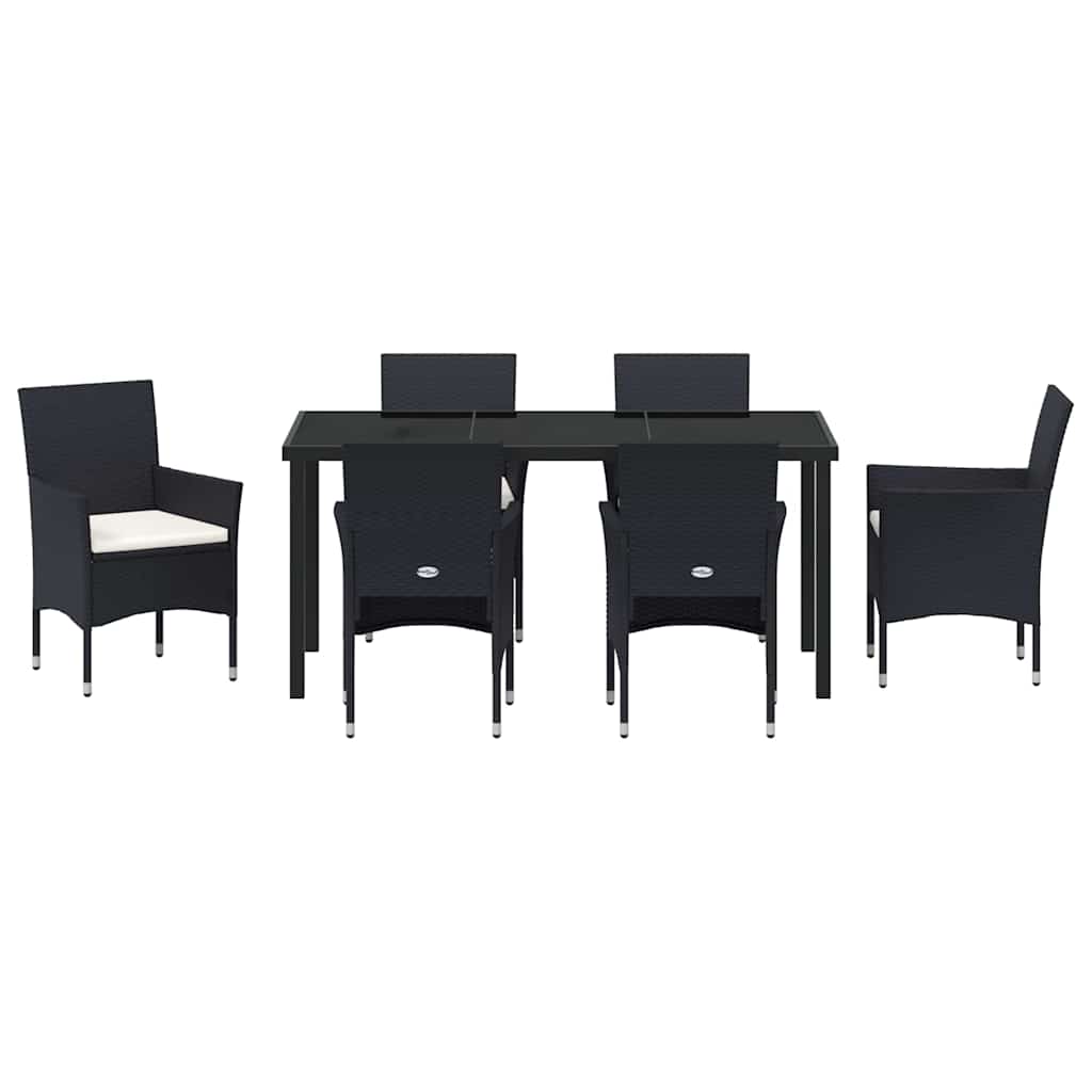 Kert étkező szett párnával 7 pcs Fekete polirattan