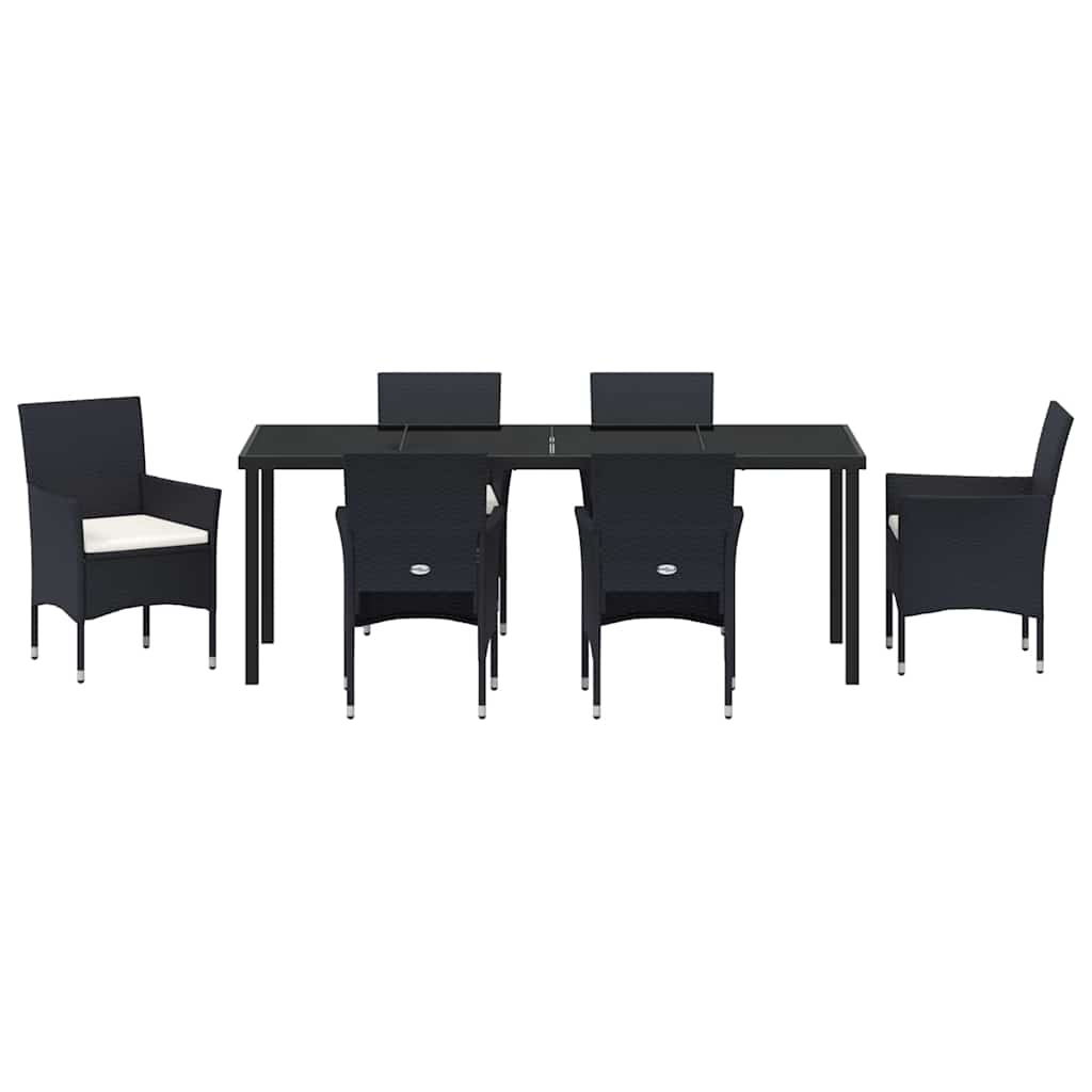 Kert étkező szett párnával 7 pcs Fekete polirattan