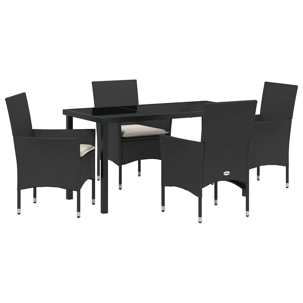 Kert étkező szett párnával 5 pcs Fekete polirattan