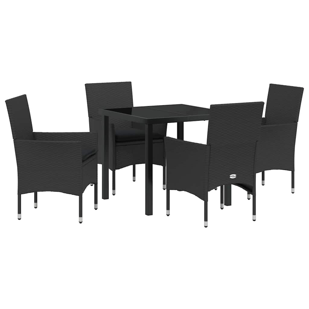 Kert étkező szett párnával 5 pcs Fekete polirattan