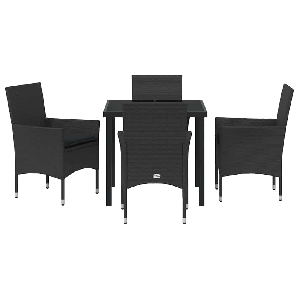 Kert étkező szett párnával 5 pcs Fekete polirattan