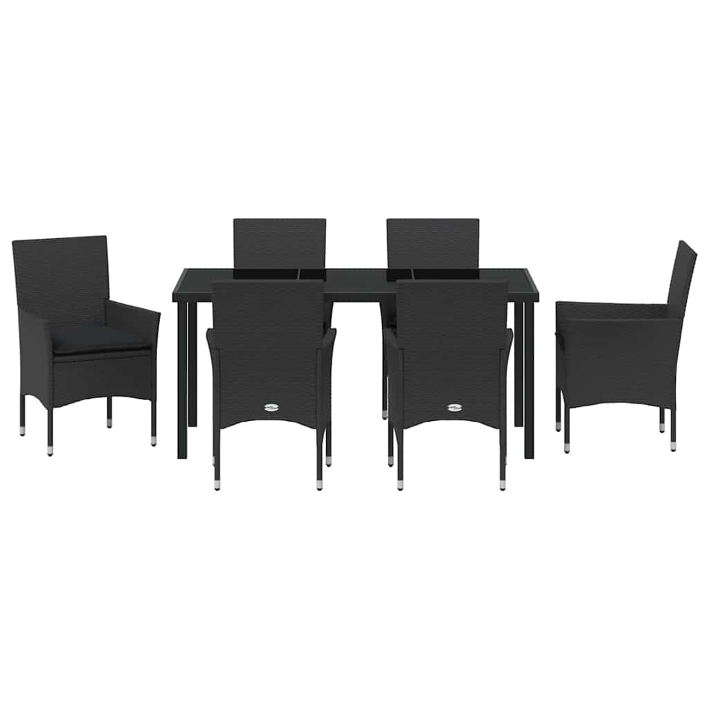 Kert étkező szett párnával 7 pcs Fekete polirattan