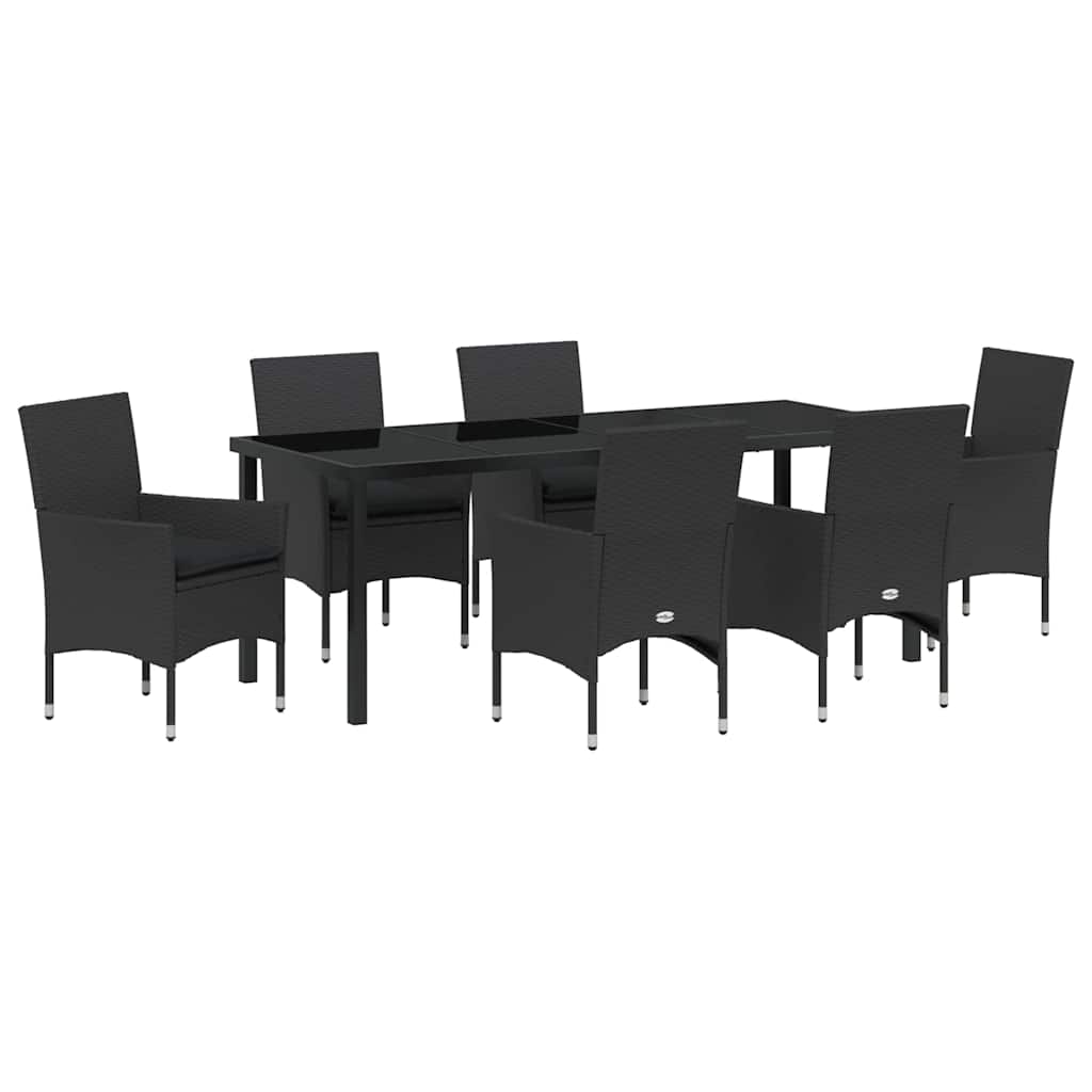 Kert étkező szett párnával 7 pcs Fekete polirattan