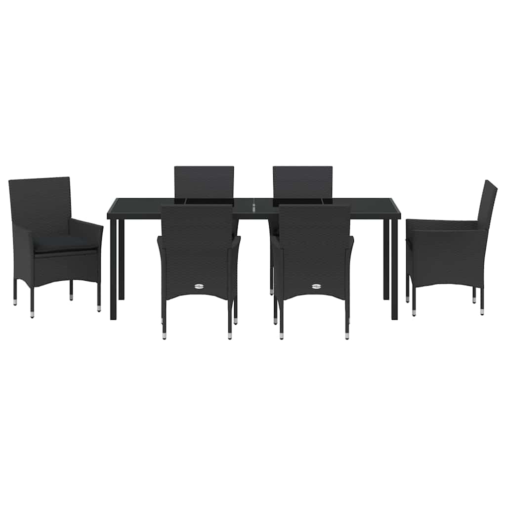 Kert étkező szett párnával 7 pcs Fekete polirattan