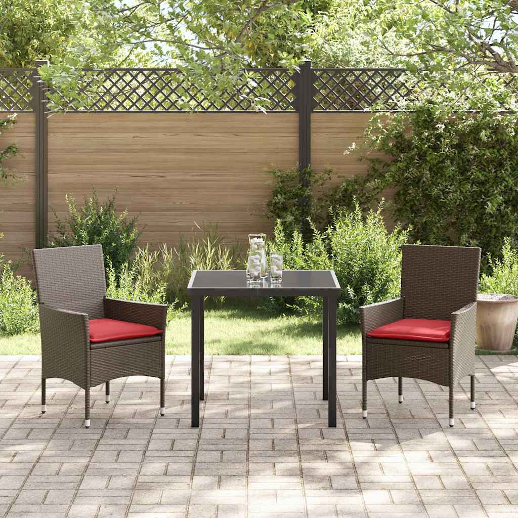 Asztal és szék szett párnával 3 pcs Barna PE Rattan