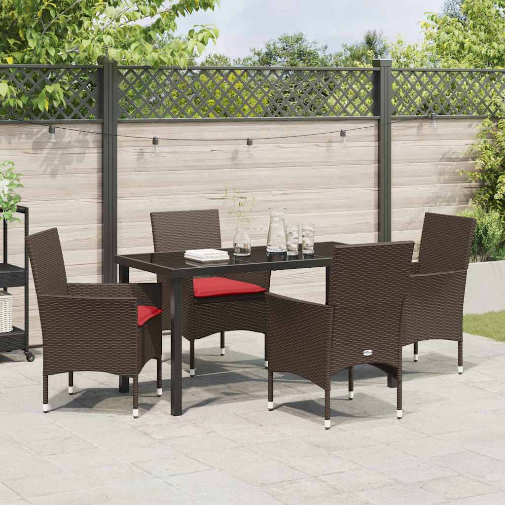 Asztal és szék szett párnával 5 pcs Barna PE Rattan