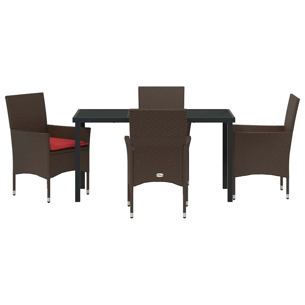 Asztal és szék szett párnával 5 pcs Barna PE Rattan