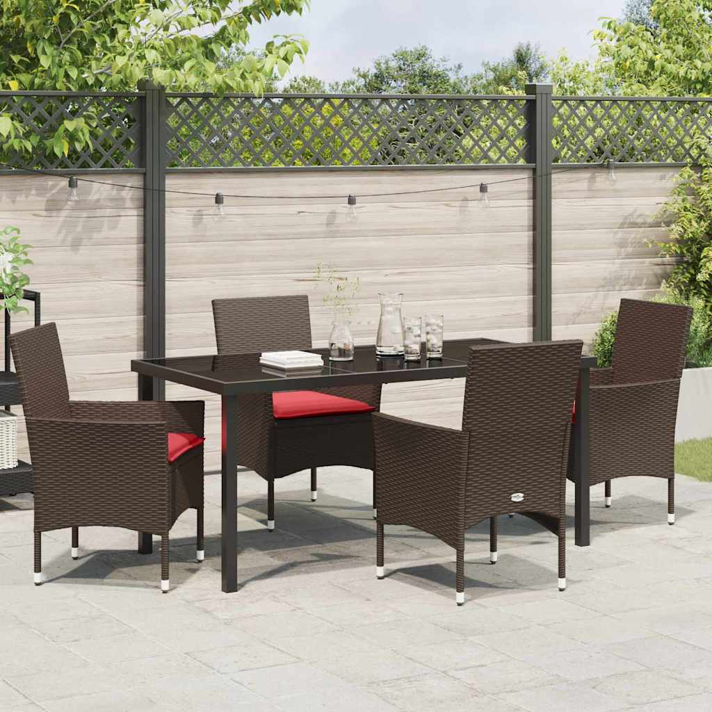 Asztal és szék szett párnával 5 pcs Barna PE Rattan