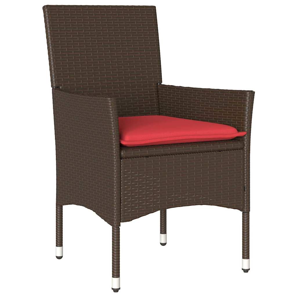 Asztal és szék szett párnával 5 pcs Barna PE Rattan