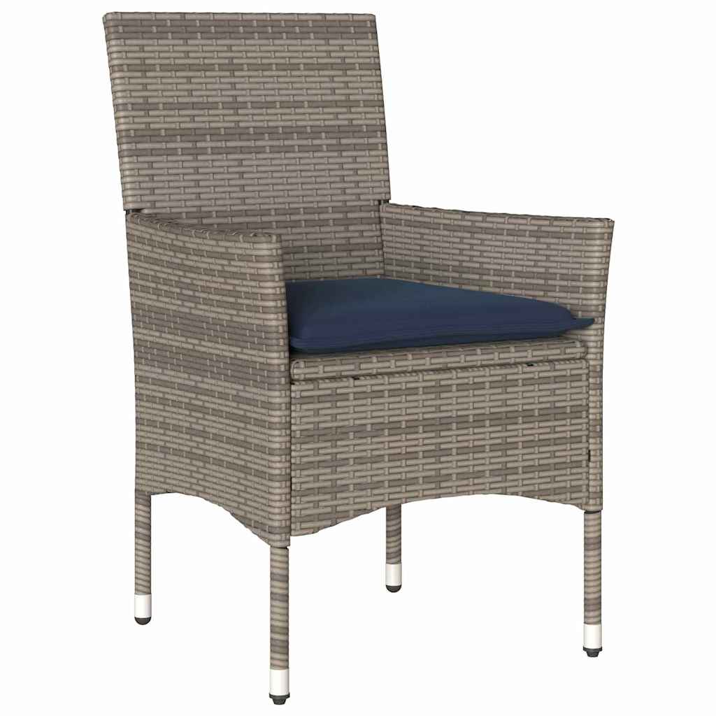 Asztal és szék szett párnával 7 pcs Szürke PE Rattan