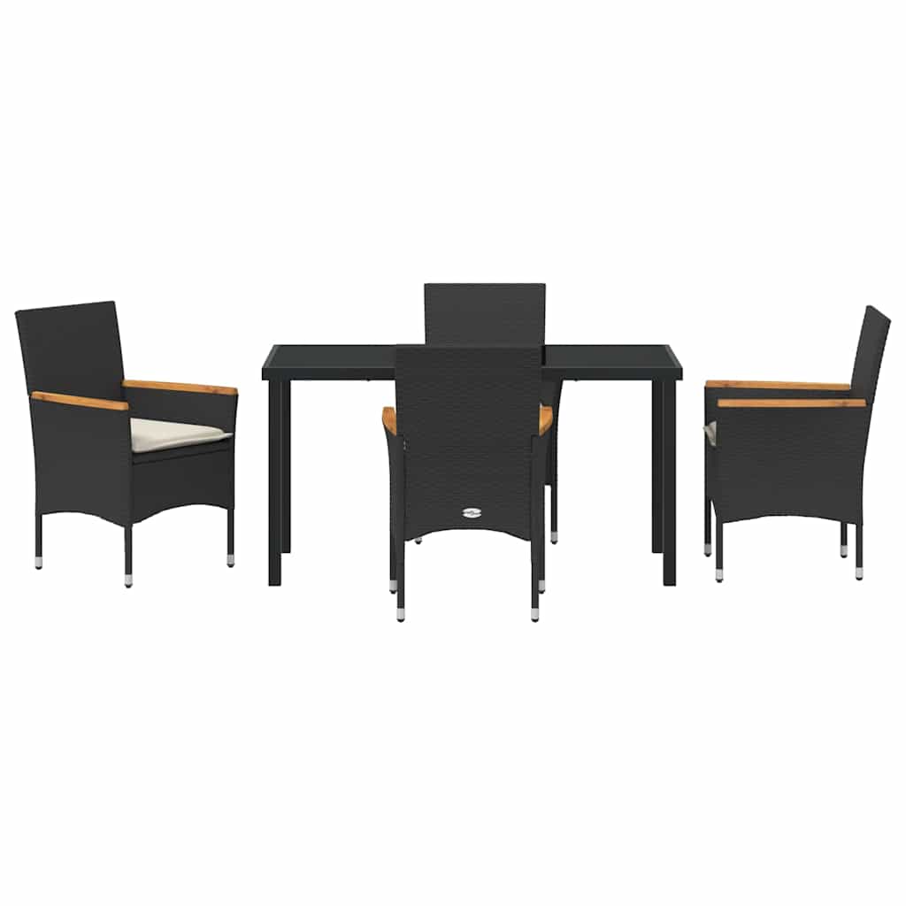 Kert étkező szett párnával 5 pcs Fekete polirattan