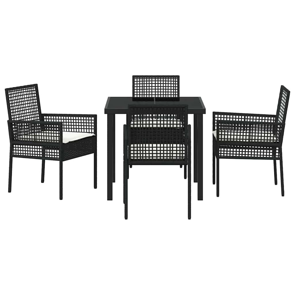 Kert étkező szett párnával 5 pcs Fekete polirattan