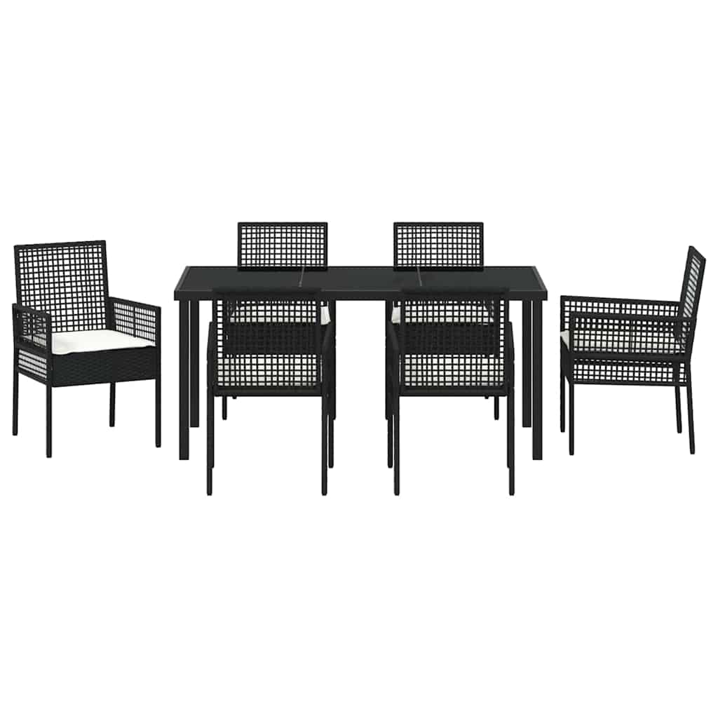 Kert étkező szett párnával 7 pcs Fekete polirattan