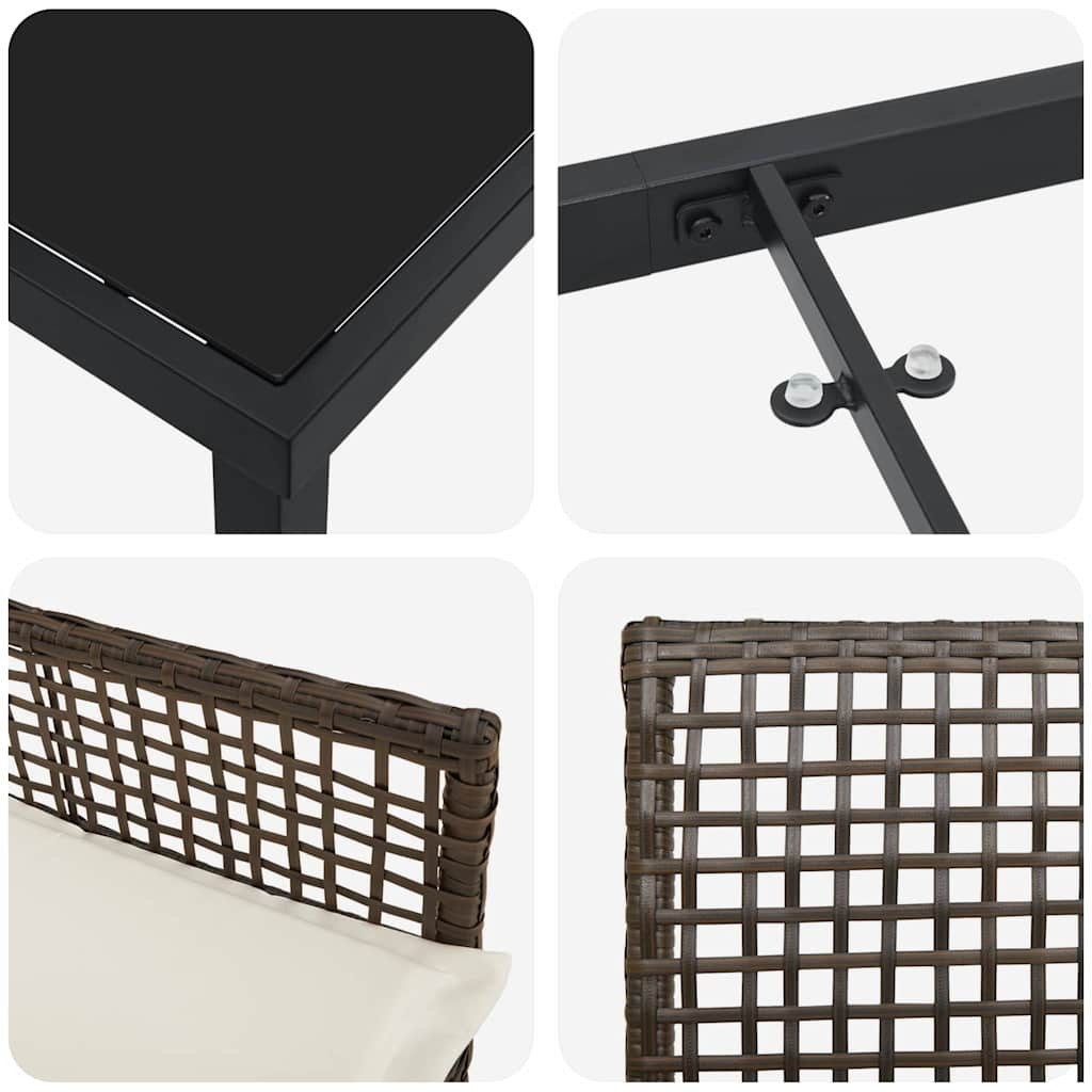 Kert étkező szett párnával 7 pcs Barna polirattan
