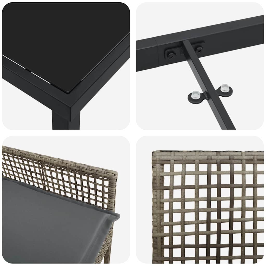 Kert étkező szett párnával 5 pcs Szürke polirattan
