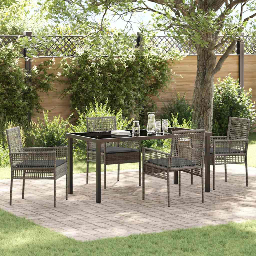 Kert étkező szett párnával 5 pcs Szürke polirattan