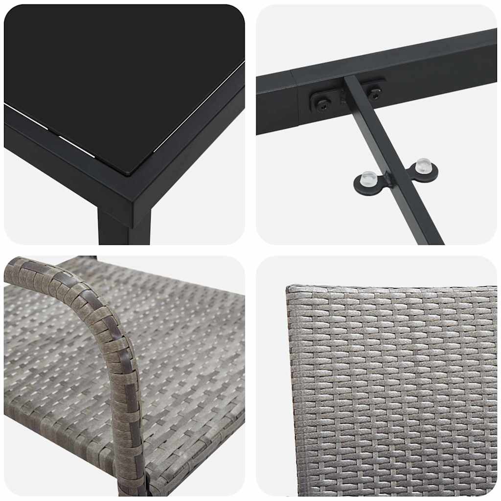 Kert étkező szett párnával 3 pcs Szürke polirattan