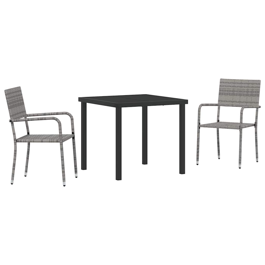 Kert étkező szett párnával 3 pcs Szürke polirattan