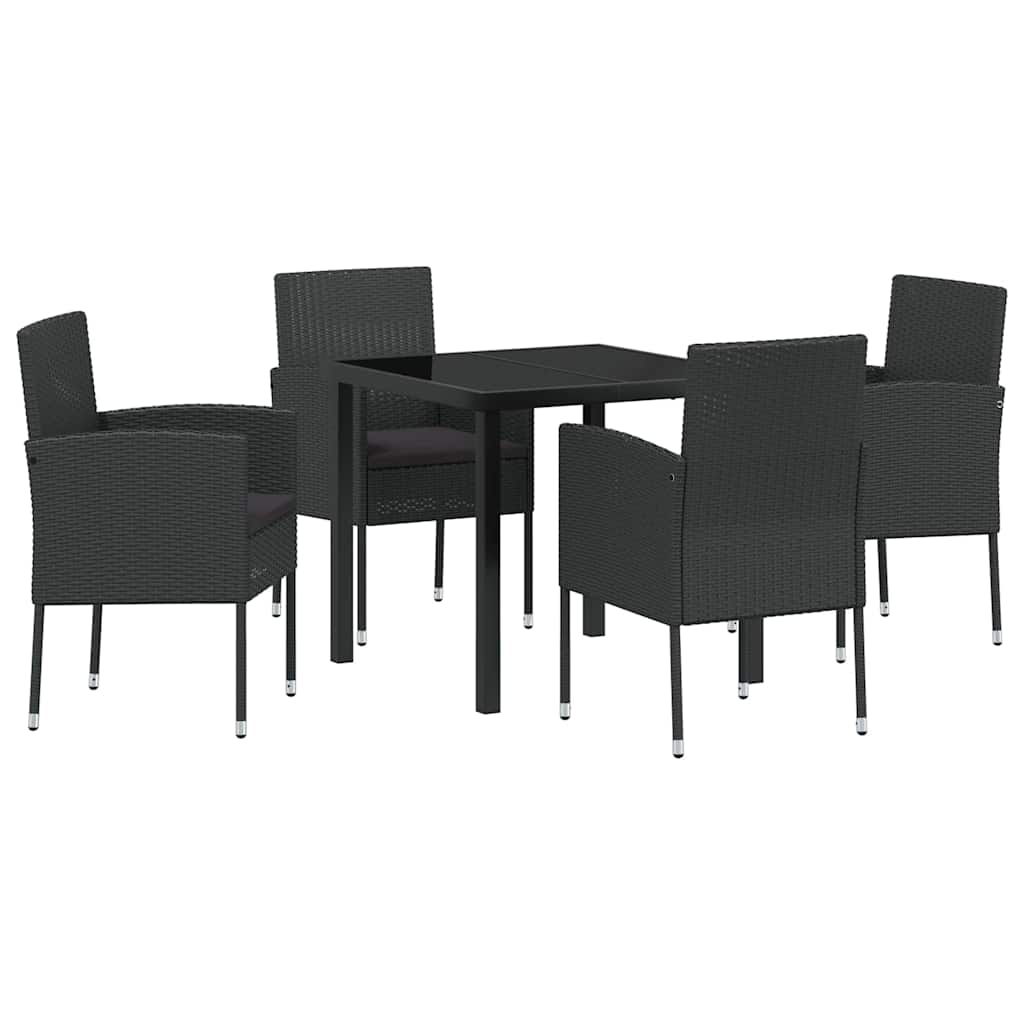 Kert étkező szett párnával 5 pcs Fekete polirattan