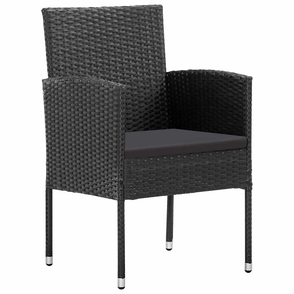 Kert étkező szett párnával 5 pcs Fekete polirattan