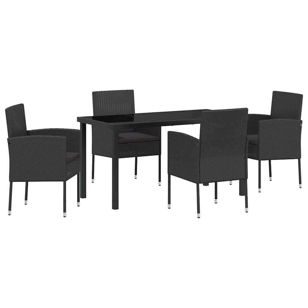 Kert étkező szett párnával 5 pcs Fekete polirattan