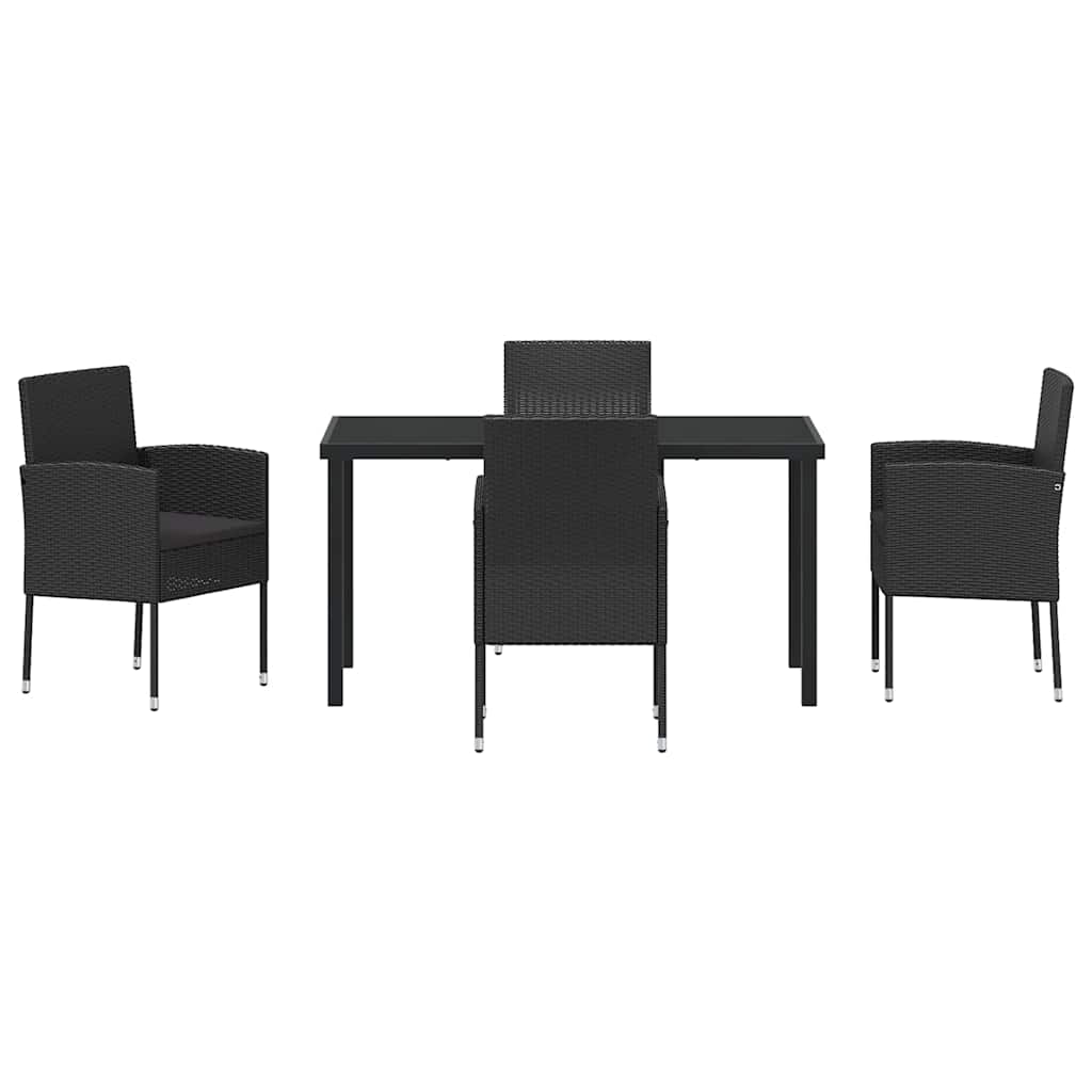 Kert étkező szett párnával 5 pcs Fekete polirattan