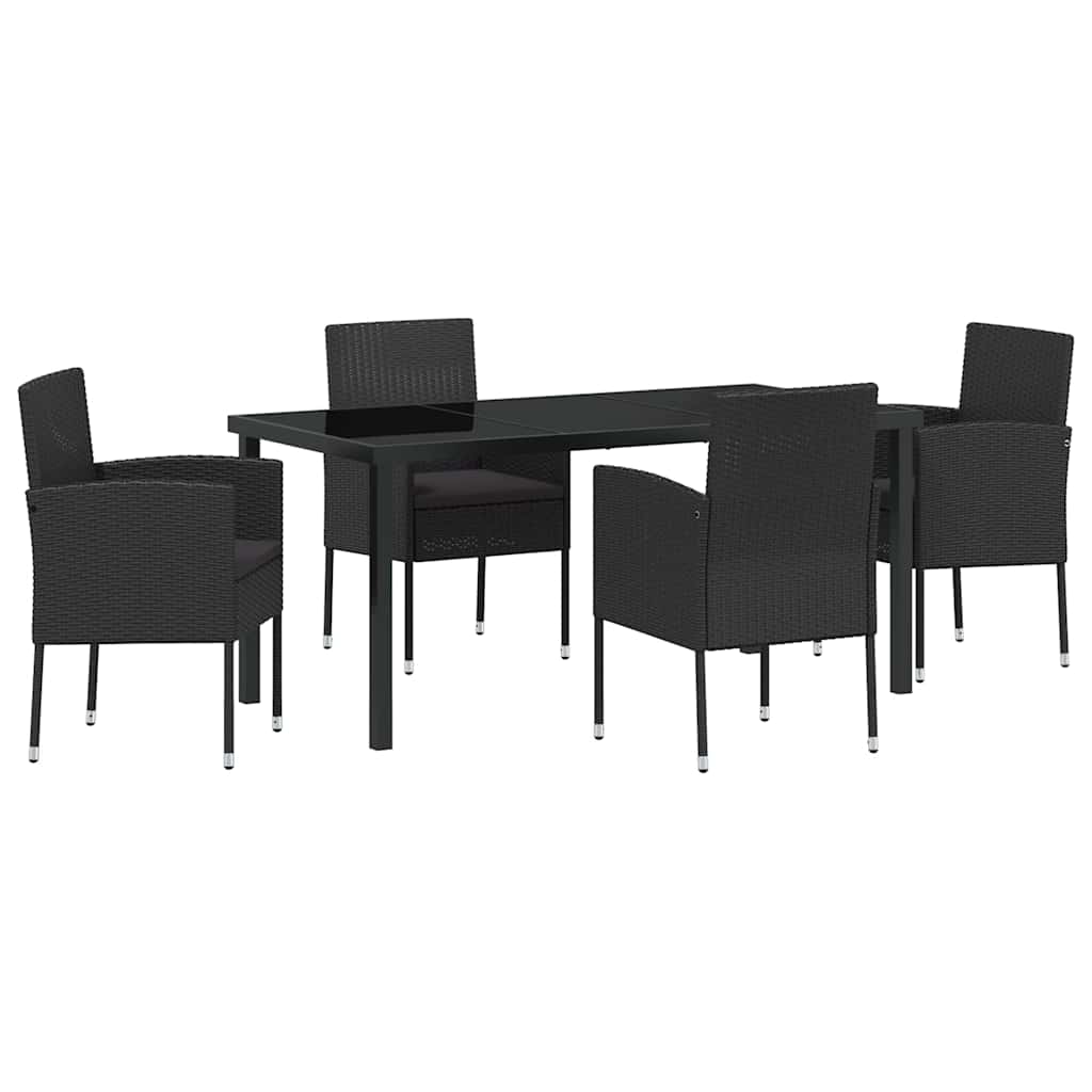 Kert étkező szett párnával 5 pcs Fekete polirattan