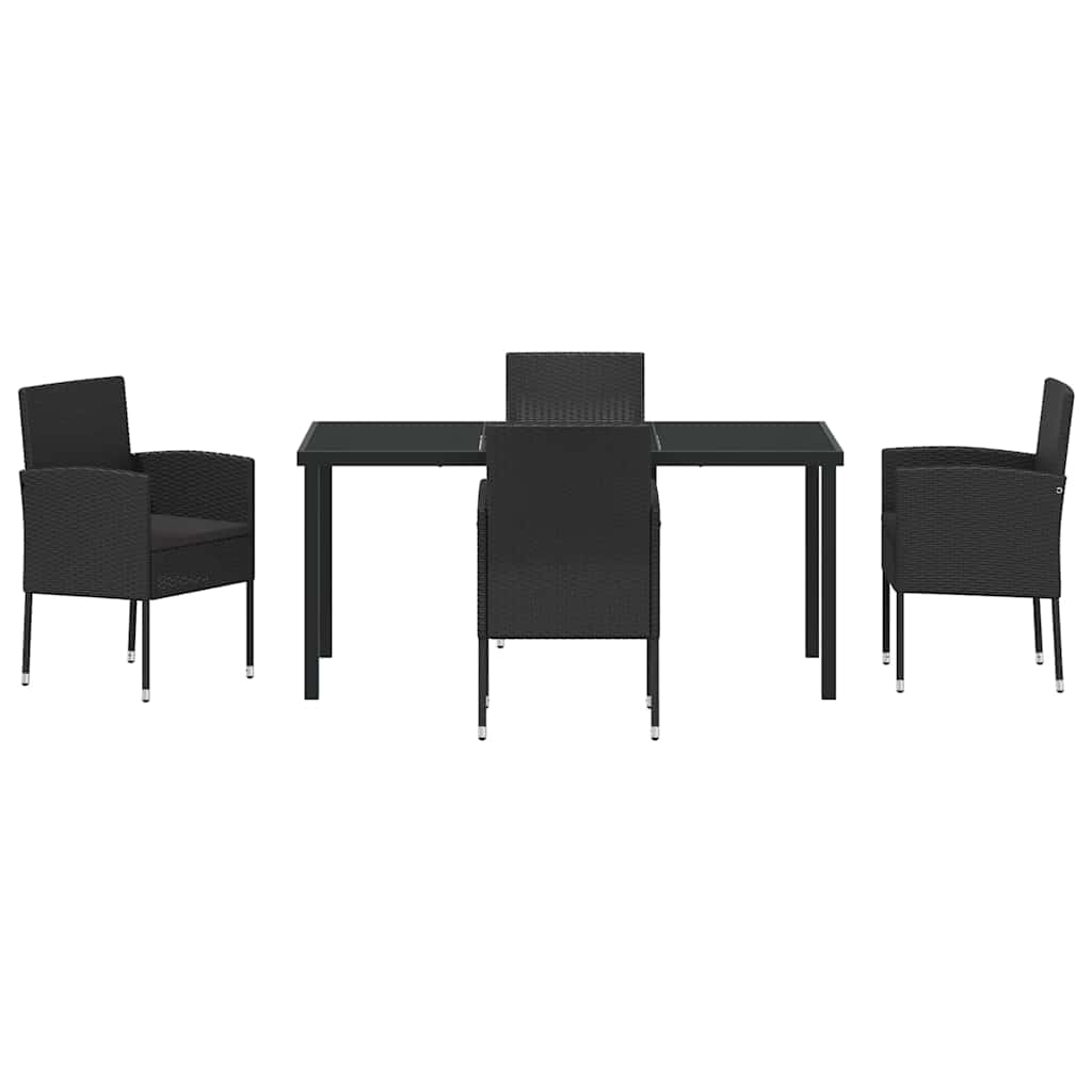 Kert étkező szett párnával 5 pcs Fekete polirattan