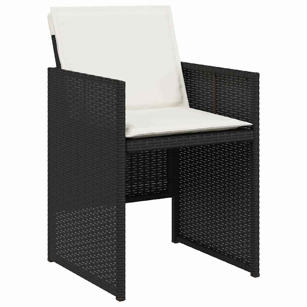 Kert étkező szett párnával 5 pcs Fekete polirattan