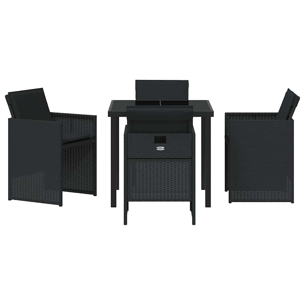 Kert étkező szett párnával 5 pcs Fekete polirattan