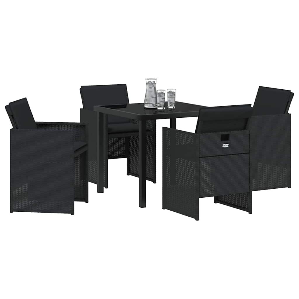 Kert étkező szett párnával 5 pcs Fekete polirattan